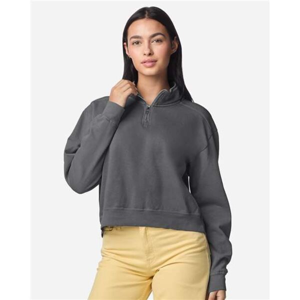 Women's Garment-Dyed Mid-Length Quarter-Zip Sweatshirt Thumbnail