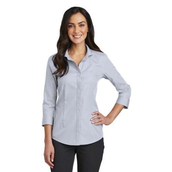 Ladies 3/4 Sleeve Nailhead Non Iron Shirt Thumbnail